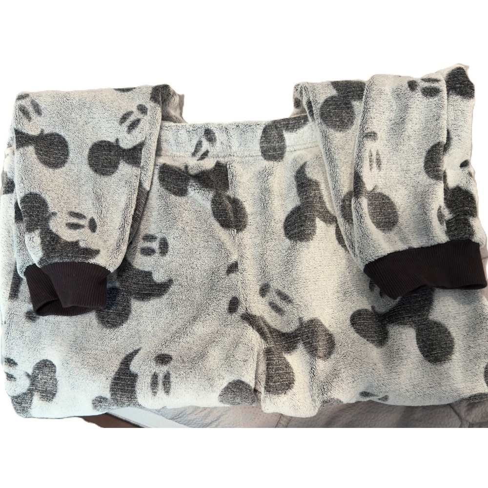 Disney Mickey Mouse Lounge Joggers Women's M Gray Cozy Fleece Pajama Pants - Picture 2 of 7